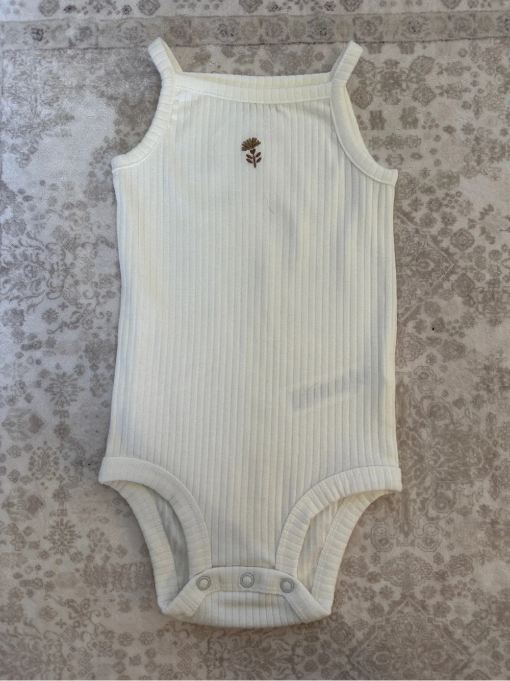 Carter's Baby Brown Floral Two-Piece Set with Cream Bodysuit 3 Piece Set